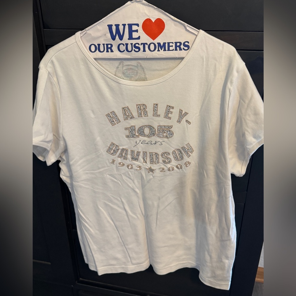 Harley-Davidson White Tee with Silver Graphics